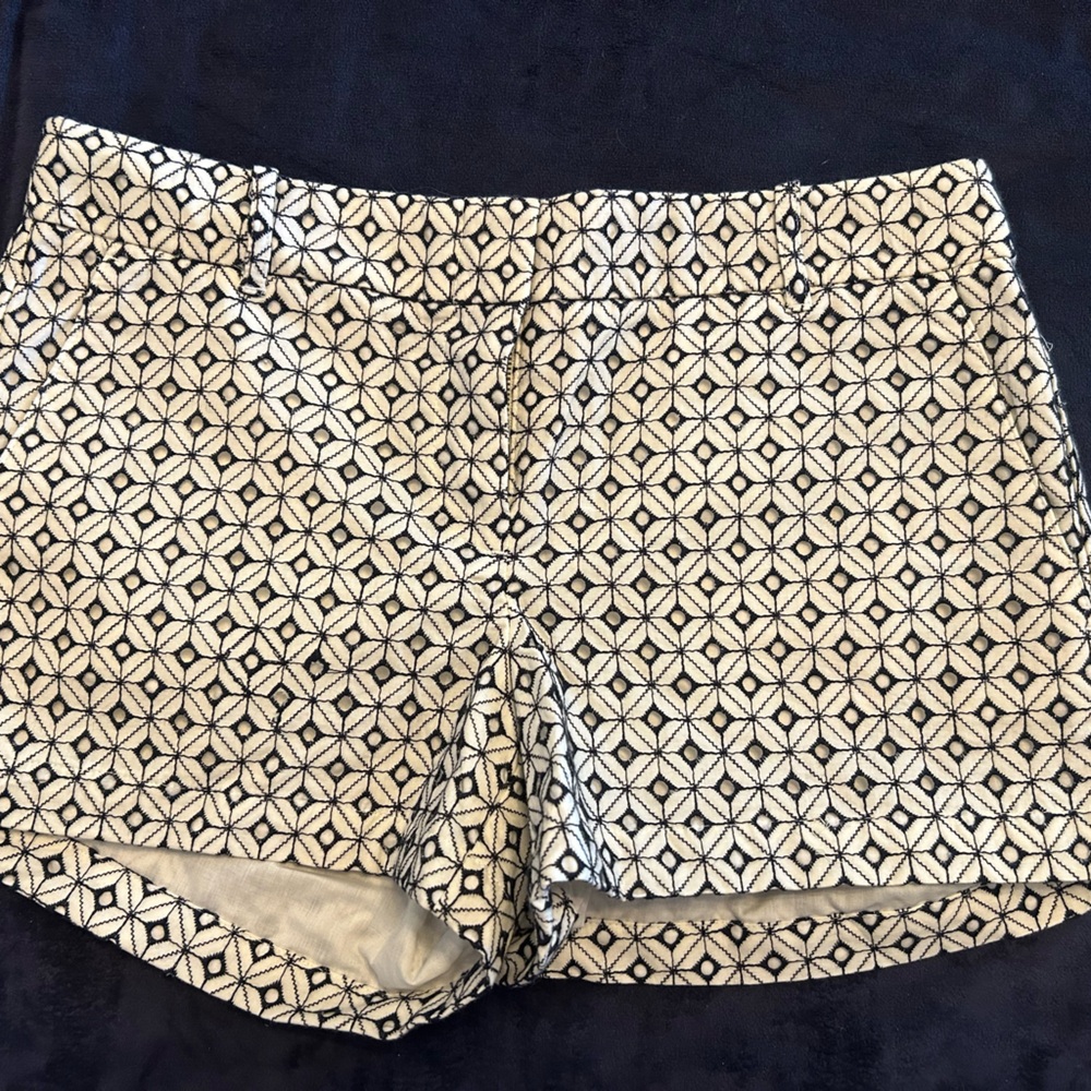 J. Crew Navy and White Lace Patterned Shorts